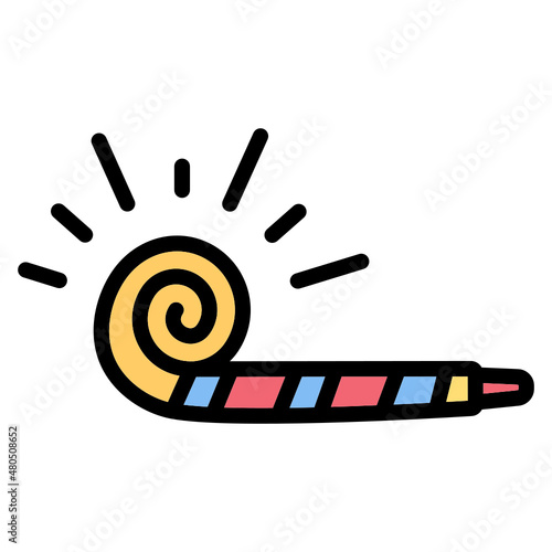 Party Blower filled line color icon