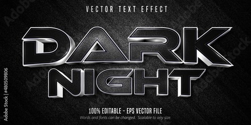 dark night text luxury silver editable text effect on black canvas background