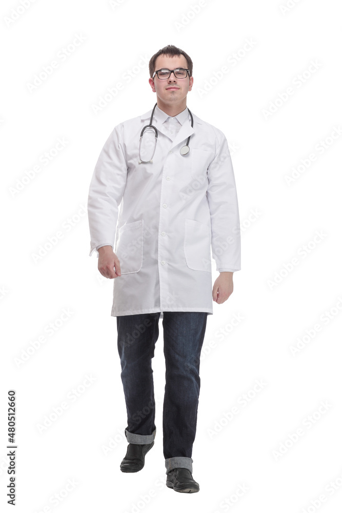 medical doctor man with stethoscope point finger up, concept of advertisement product, empty copy space medical doctor man with stethoscope point finger up, concept of advertisement product, empty copy space