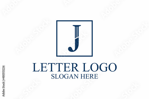 legal pillar logo, initials j. vector premium