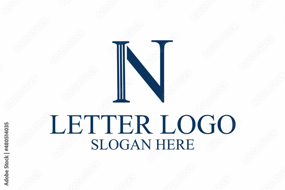 legal pillar logo, initials n. vector premium legal pillar logo, initials n. vector premium