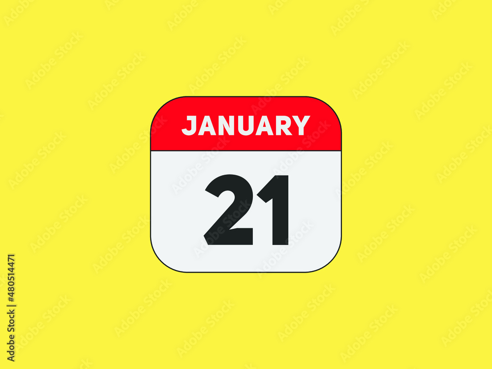 January 21 text calendar reminder. 21th January daily calendar icon template January 21 text calendar reminder. 21th January daily calendar icon template