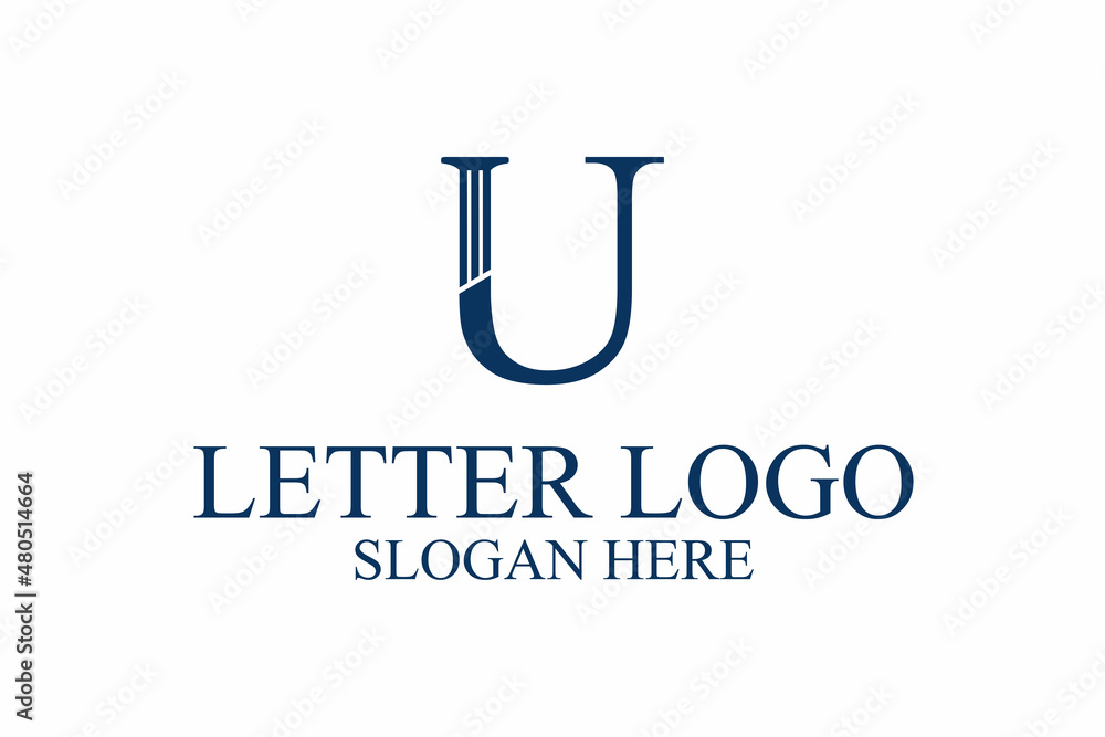 legal pillar logo, initials u. vector premium legal pillar logo, initials u. vector premium
