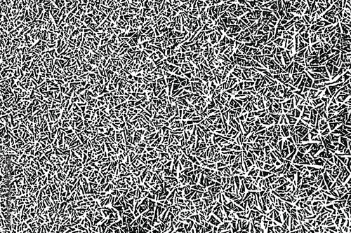 Natural texture of the frost pattern. Monochrome background of chaotic spots, stripes and noise in winter on ice. Overlay template. Vector illustration