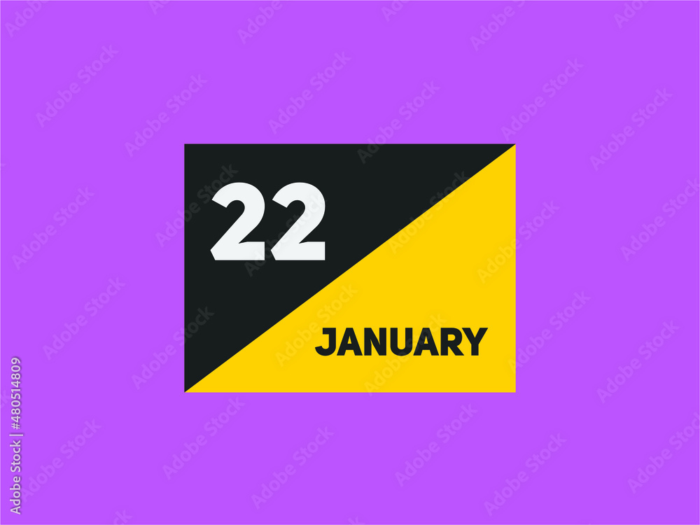 January 22 text calendar reminder. 22th January daily calendar icon template
January 22 text calendar reminder. 22th January daily calendar icon template