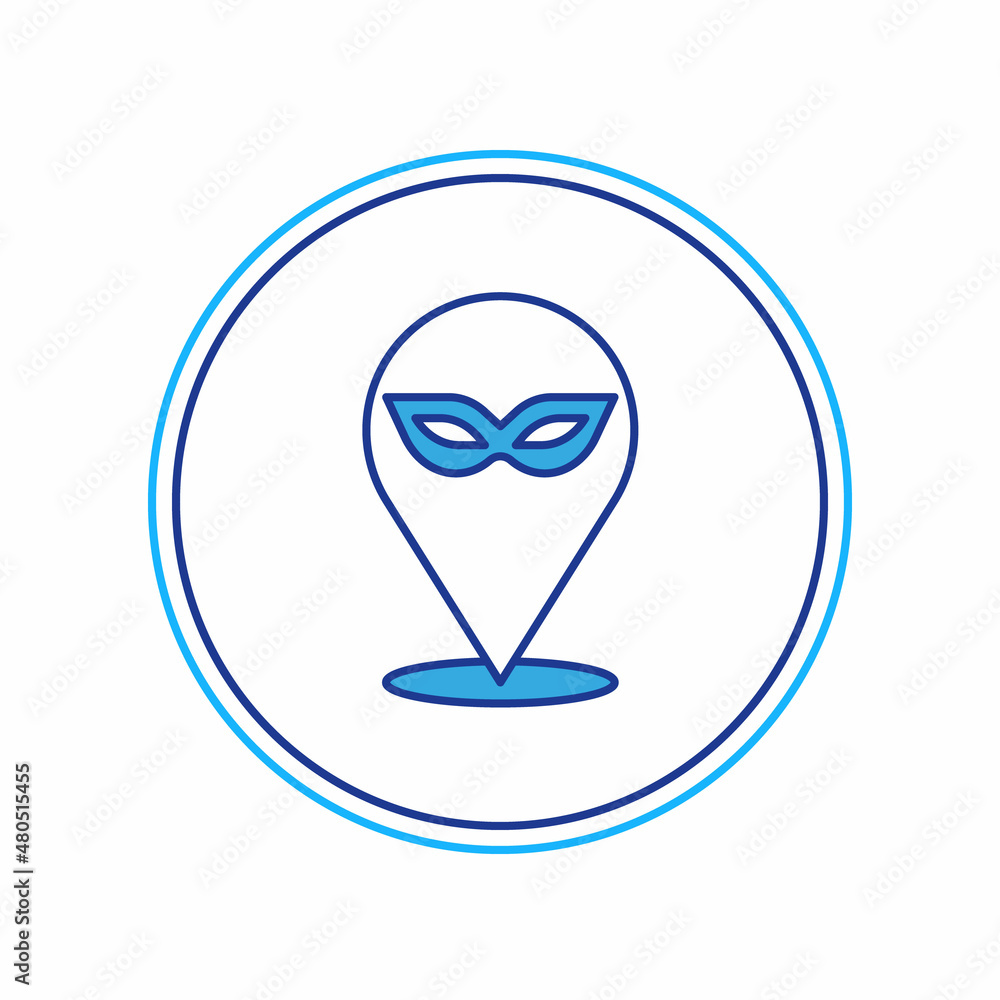 Filled outline Carnival mask icon isolated on white background. Masquerade party mask. Vector