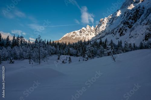 Ski mountaineering on mount Mangart, near the Slovenian border, Friuli-Venezia Giulia, Italy © zakaz86