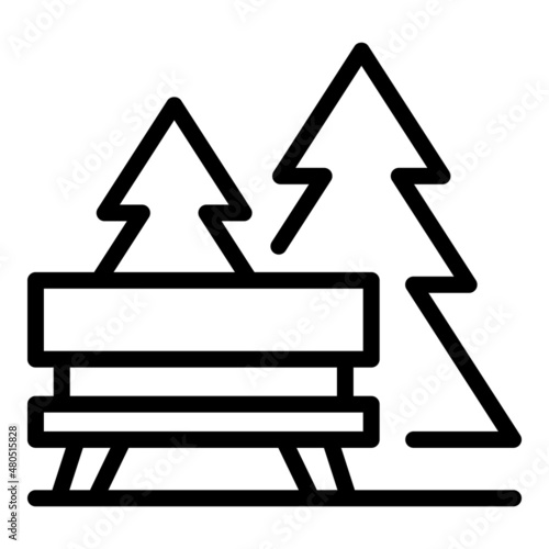 Forest bench icon outline vector. Walk ecotourism
