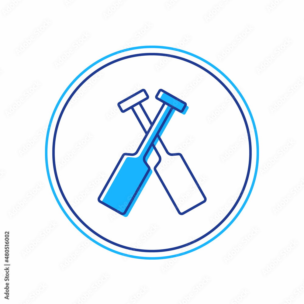 Filled outline Crossed oars or paddles boat icon isolated on white background. Vector Filled outline Crossed oars or paddles boat icon isolated on white background. Vector