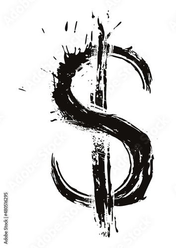 US Dolar symbol created in grunge style