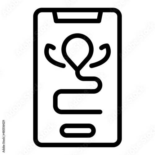 Phone travel route icon outline vector. Bike trip