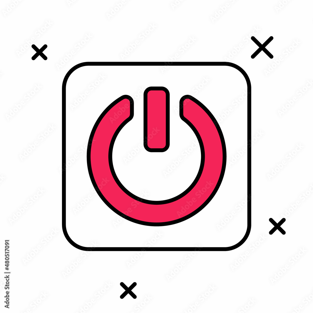 Filled outline Power button icon isolated on white background. Start sign. Vector Filled outline Power button icon isolated on white background. Start sign. Vector