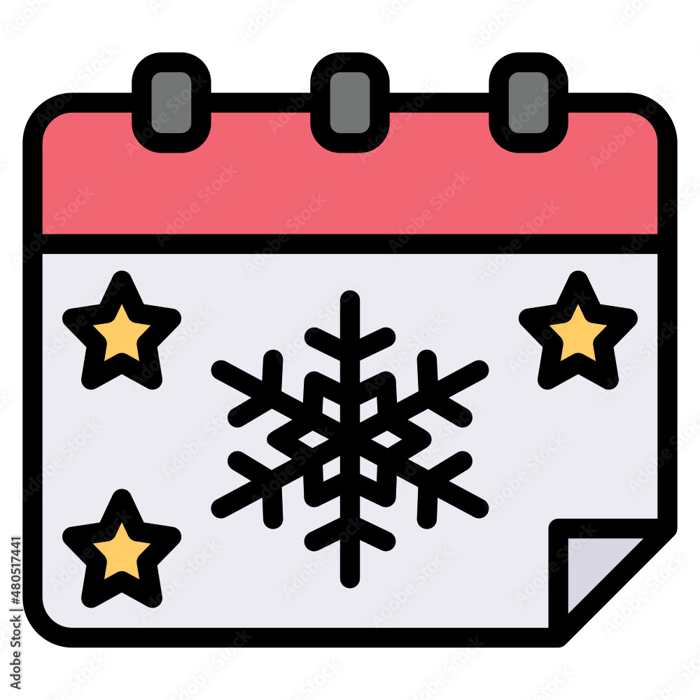 Calendar Winter filled line color icon Calendar Winter filled line color icon