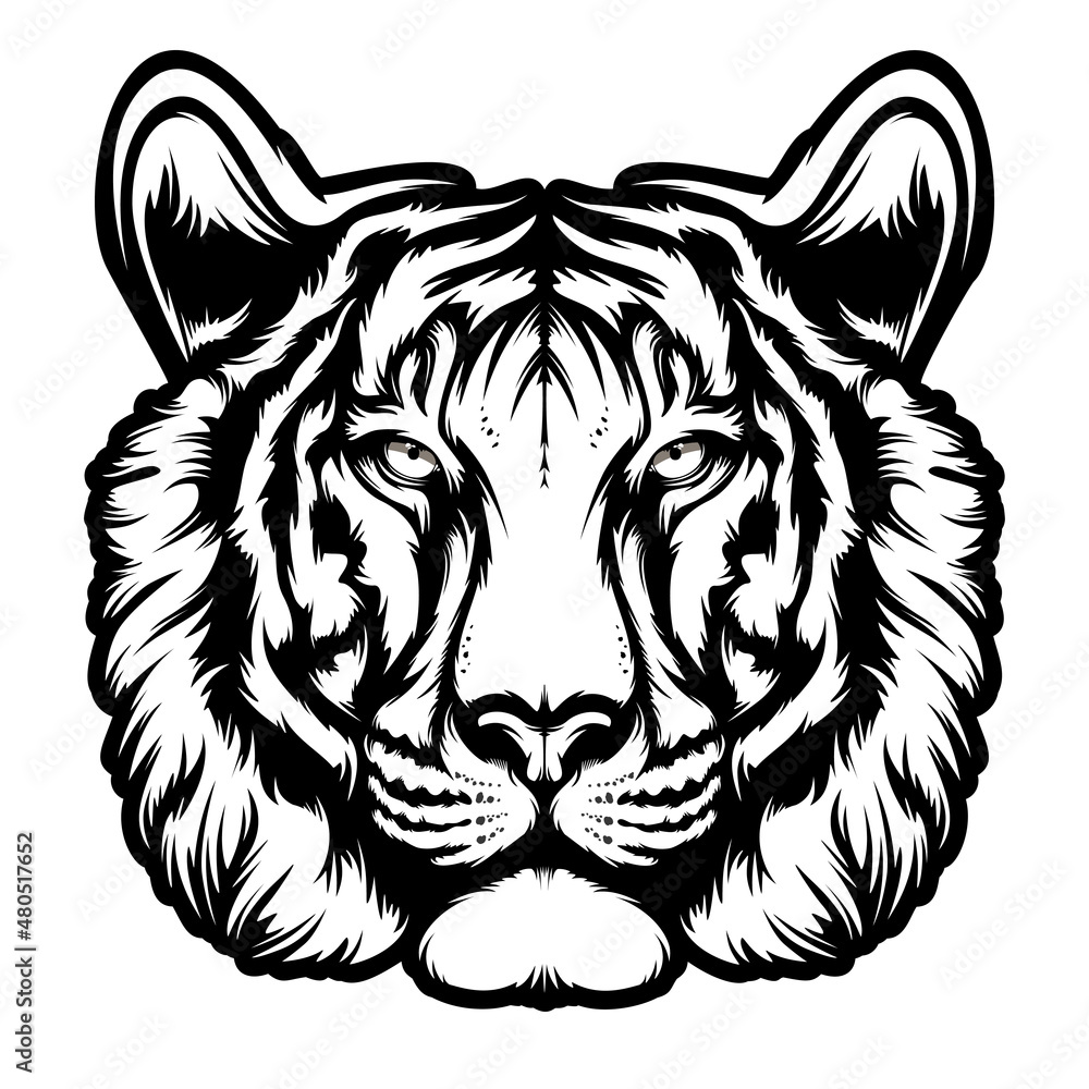 wild angry tiger face black and white | Tiger face tattoo, Tiger face,  Tiger tattoo design