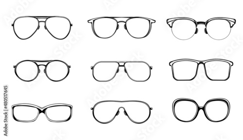 Sunglasses set.Glasses vector collection. Sunglasses set. Eyewear various rim styles.