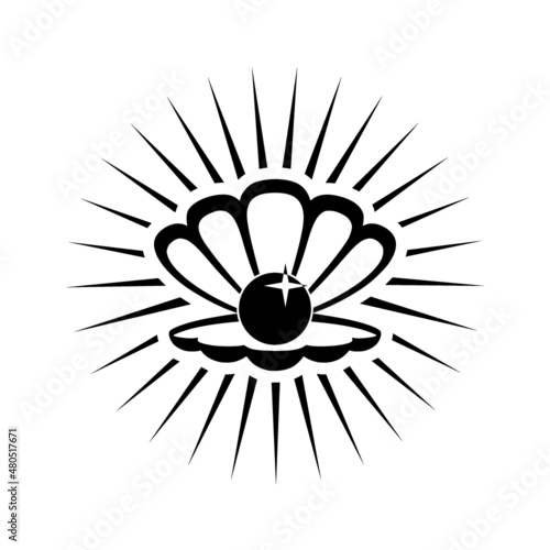 Open shell with pearl icon logo isolated on white background