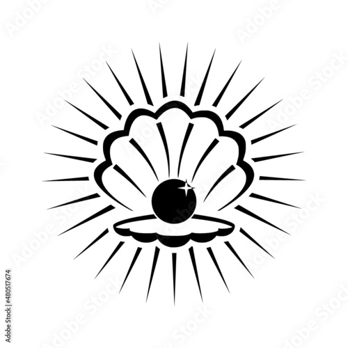 Open shell with pearl icon logo isolated on white background