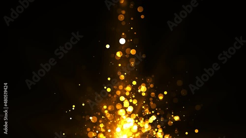 Abstract Yellow Bokeh with Light Rays Loop-able Background. 4K Animated Seamless Loop-able Video