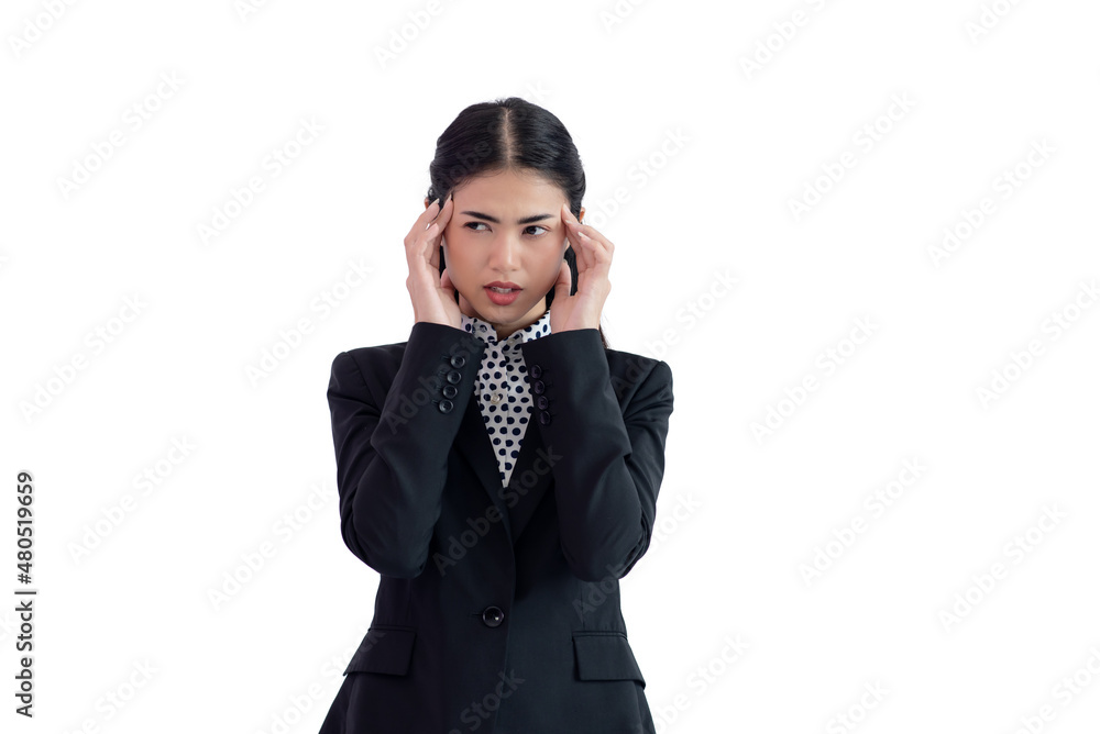 Stressed business Asian woman with palm on face isolated on white background Stressed business Asian woman with palm on face isolated on white background