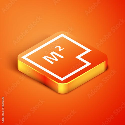 Isometric House plan icon isolated on orange background. Vector