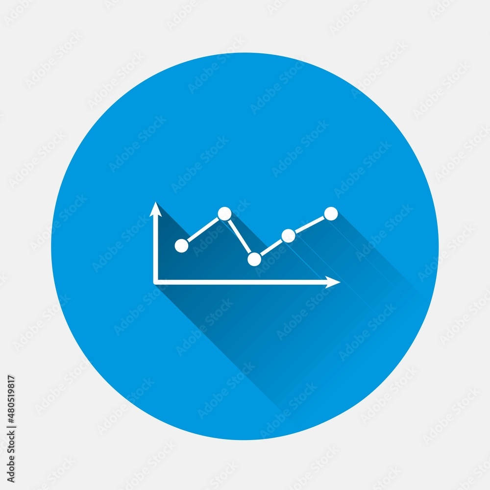 Business chart of income and expenses icon on blue background. Flat image with long shadow. Layers grouped for easy editing illustration. For your design. Business chart of income and expenses icon on blue background. Flat image with long shadow. Layers grouped for easy editing illustration. For your design.