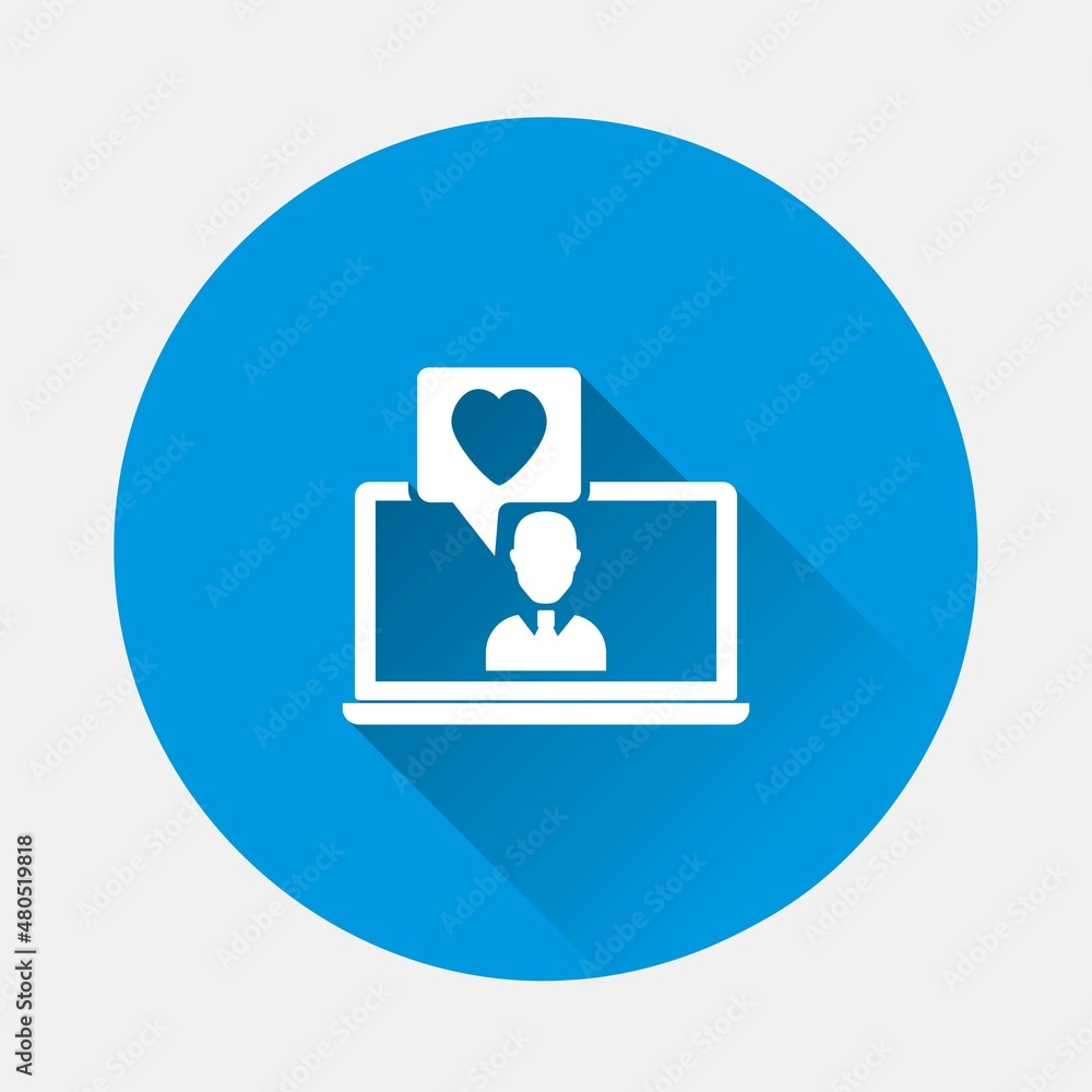Vector icon friendship and love on blue background. Flat image with long shadow. Layers grouped for easy editing illustration. For your design. Vector icon friendship and love on blue background. Flat image with long shadow. Layers grouped for easy editing illustration. For your design.