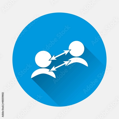 Referral link vector icon on blue background. Flat image with long shadow.Layers grouped for easy editing illustration. For your design.