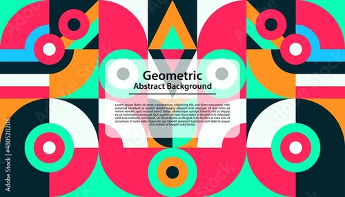 Abstract design of colorful memphis background. Trendy square template.