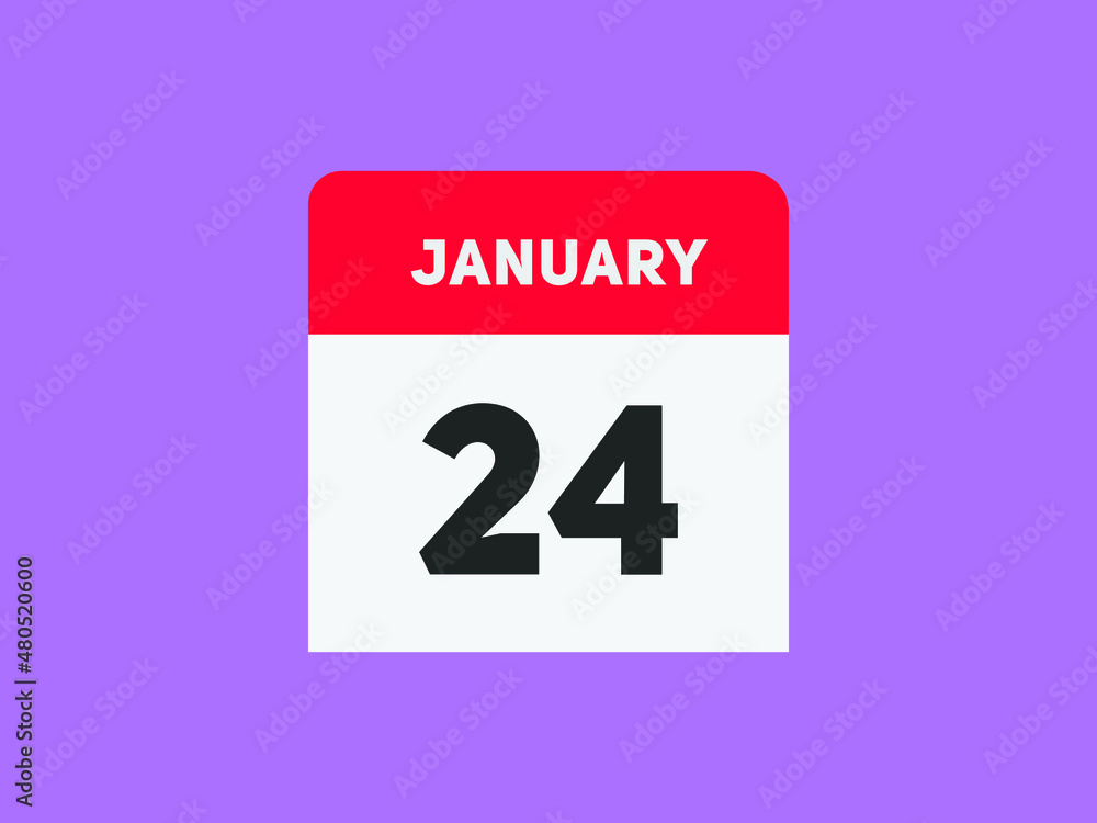 Fototapeta premium January 24 text calendar reminder. 24th January daily calendar icon template 