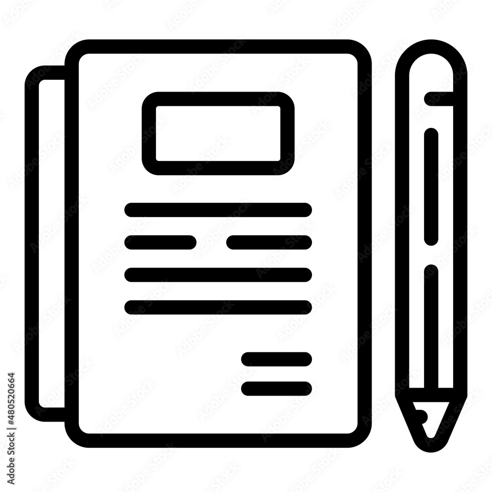 Study notebook icon outline vector. Child homework Study notebook icon outline vector. Child homework