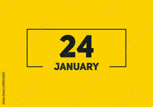 January 24 text calendar reminder. 24th January daily calendar icon template
