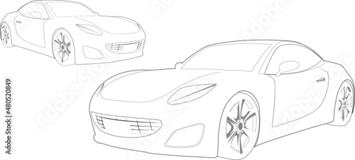 Sport cars sketch over white background, vector illustration. Modern sportcars collection, pencil like drawing