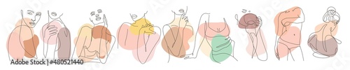 Female Body One Line Drawing Set. Woman Body Sketch Art. Female Figure Abstract Minimalist Silhouettes Set. Vector EPS 10