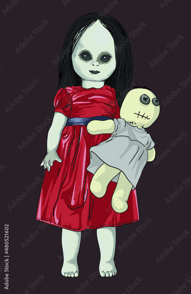 Creepy sales doll cartoon