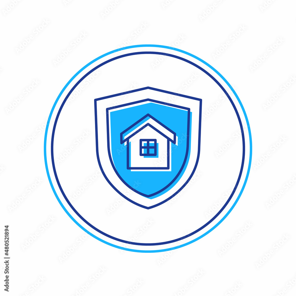 Filled outline House with shield icon isolated on white background. Insurance concept. Security, safety, protection, protect concept. Vector Filled outline House with shield icon isolated on white background. Insurance concept. Security, safety, protection, protect concept. Vector