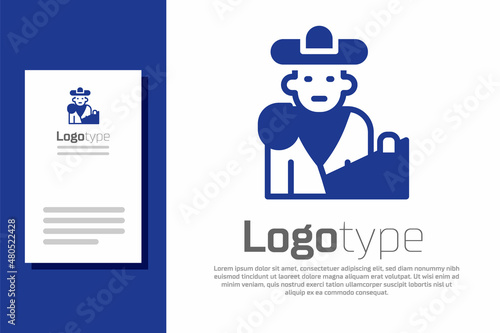 Blue Spain bullfight, matador icon isolated on white background. Traditional Spanish entertainment. Logo design template element. Vector