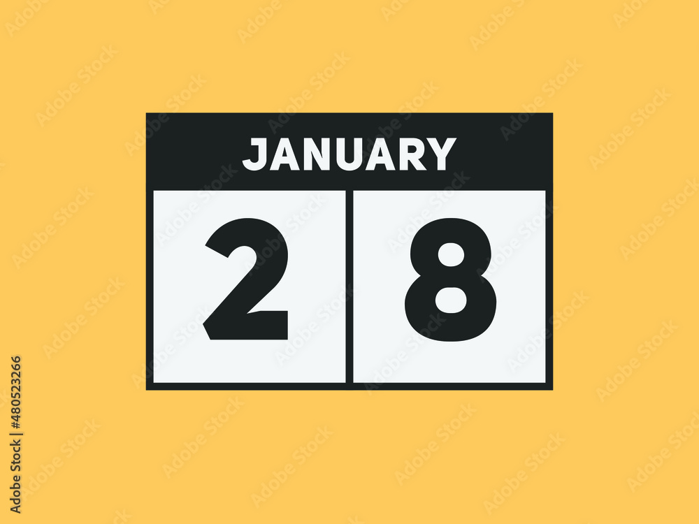 January 28 text calendar reminder. 28th January daily calendar icon template January 28 text calendar reminder. 28th January daily calendar icon template