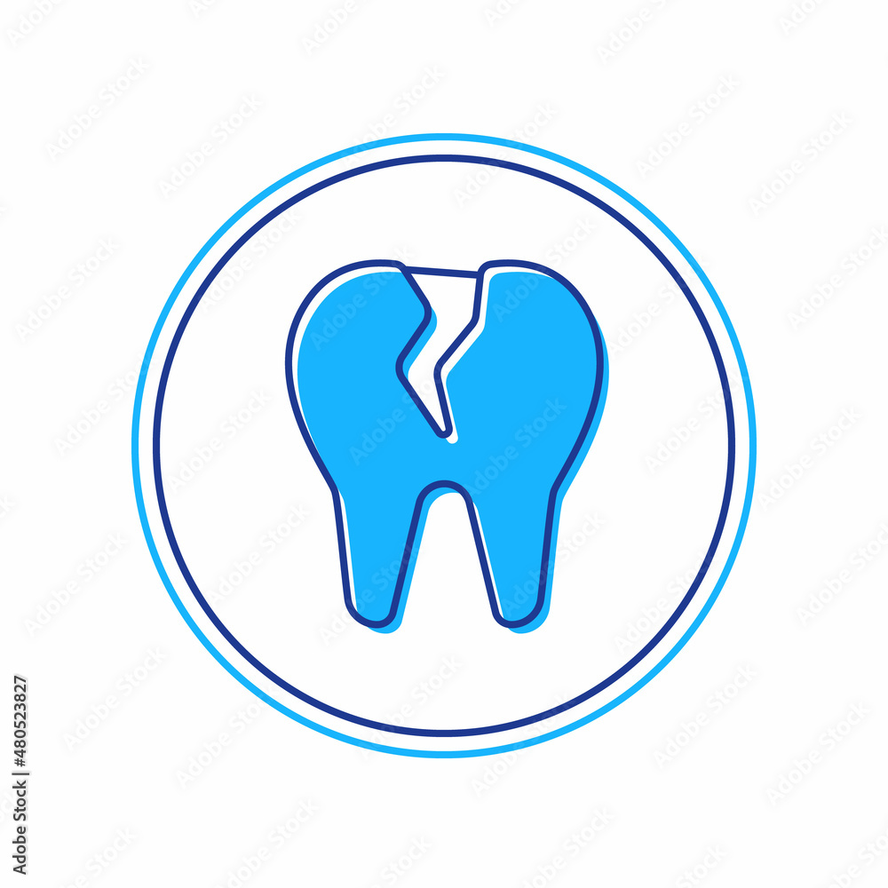 Filled outline Broken tooth icon isolated on white background. Dental problem icon. Dental care symbol. Vector Filled outline Broken tooth icon isolated on white background. Dental problem icon. Dental care symbol. Vector