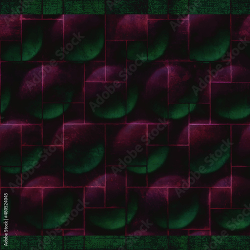 Green and burgundy 3d geometric stone wallpaper