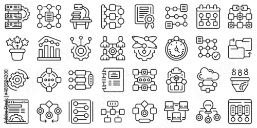 Workflow icons set outline vector. Sitemap plan