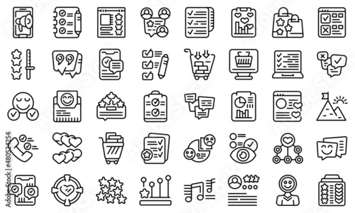 Emotional marketing icons set outline vector. Customer service