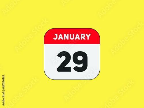 January 29 text calendar reminder. 29th January daily calendar icon template