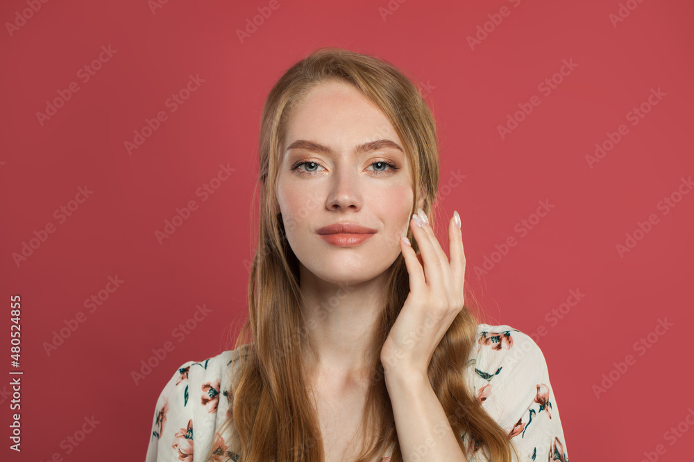 Healthy young woman with clear skin, skincare concept Healthy young woman with clear skin, skincare concept
