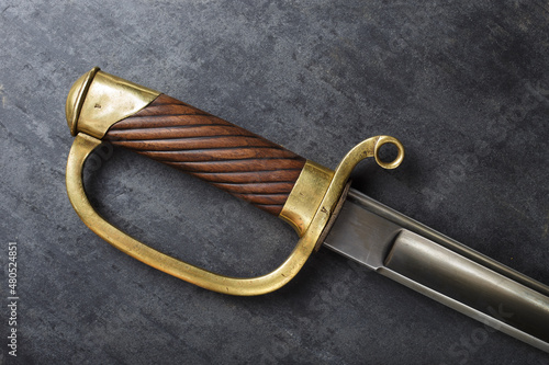 Old cavalry saber close-up. The end of the 19th century Fototapet