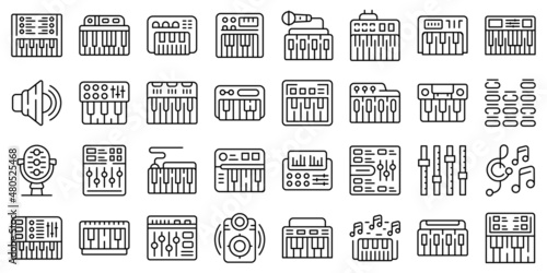 Synthesizer icon outline vector. Acoustic audio