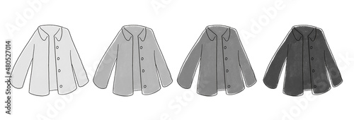 グレーのショートコートのイラストセット