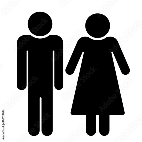 Male female icons for restroom black icon