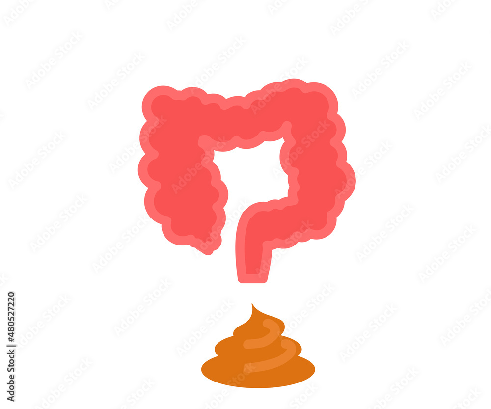 Diarrhea on a white background. Intestinal disorder. Vector illustration.