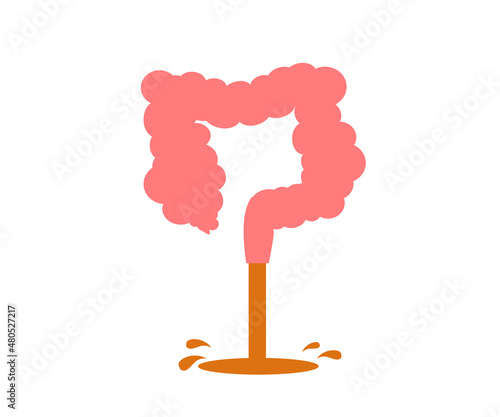Diarrhea on a white background. Intestinal disorder. Vector illustration.