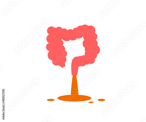 Diarrhea on a white background. Intestinal disorder. Vector illustration.
